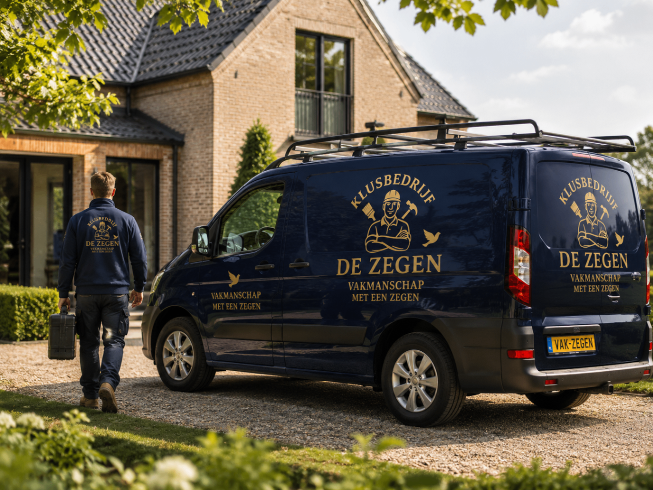 Klusbedrijf De Zegen team arriveert bij een woning